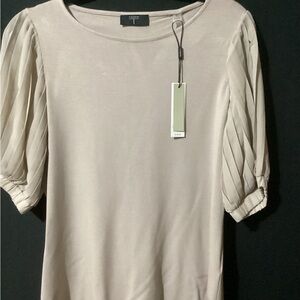 Tahari Cream Blouse with Pleated Sleeves